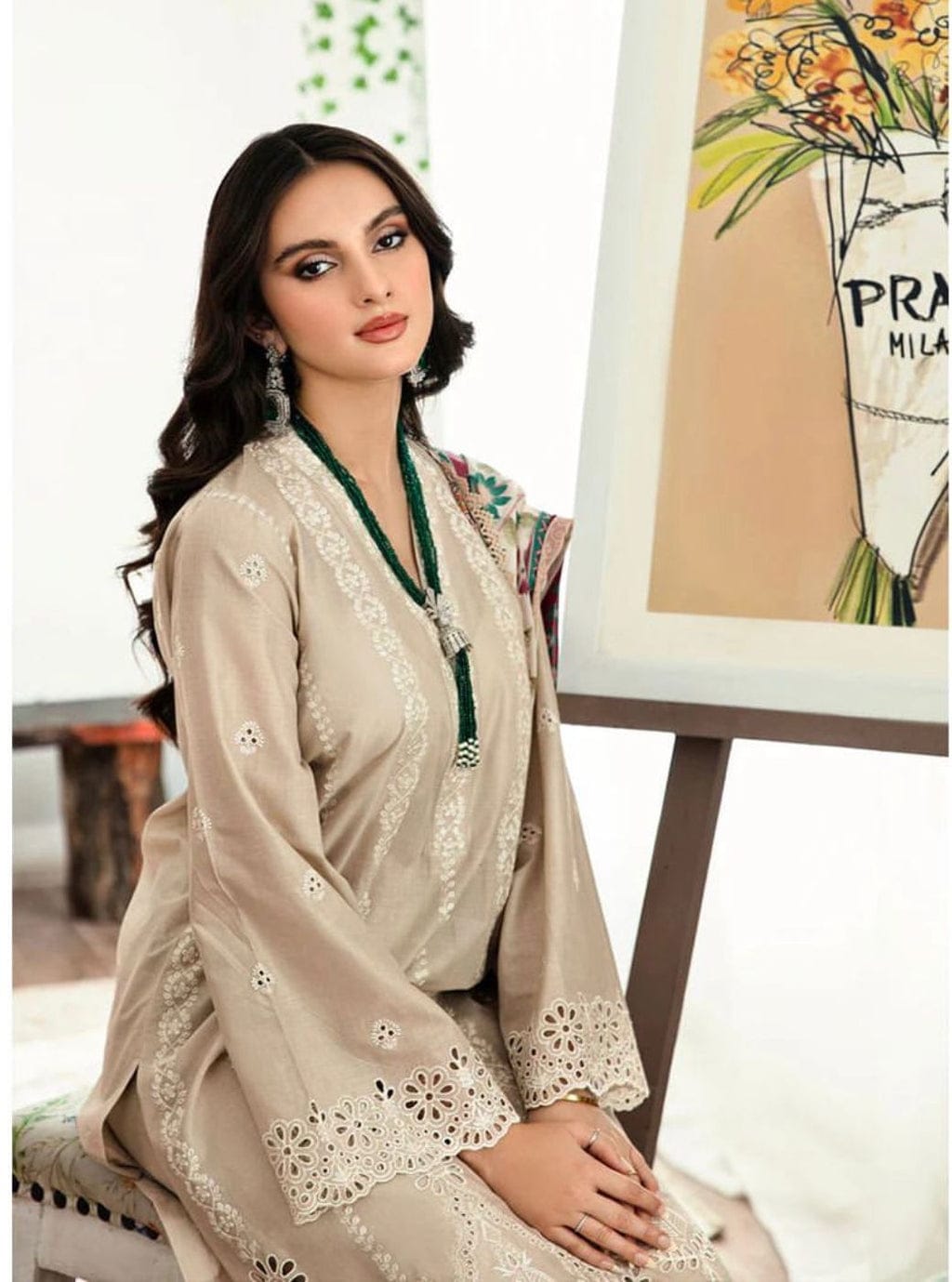 Maria.B. Brand Luxury Embroidered Article Premium 3-piece Dhanak Suit with Pashima Printed Shawl