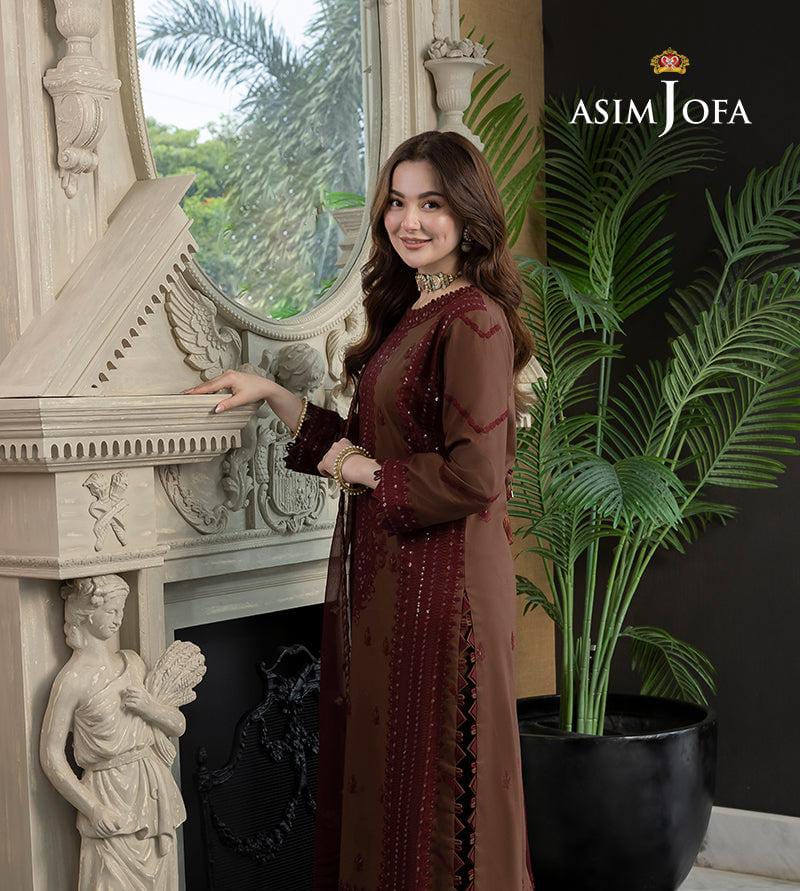AismJofa Brand Luxury Embroidered Article Premium 3-piece Dhanak Suit with Dhanak Heavy Embroidered Shawl