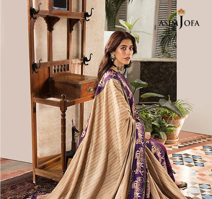 Asim Jofa Luxury Embroidered Dhanak with Pashmina shawl