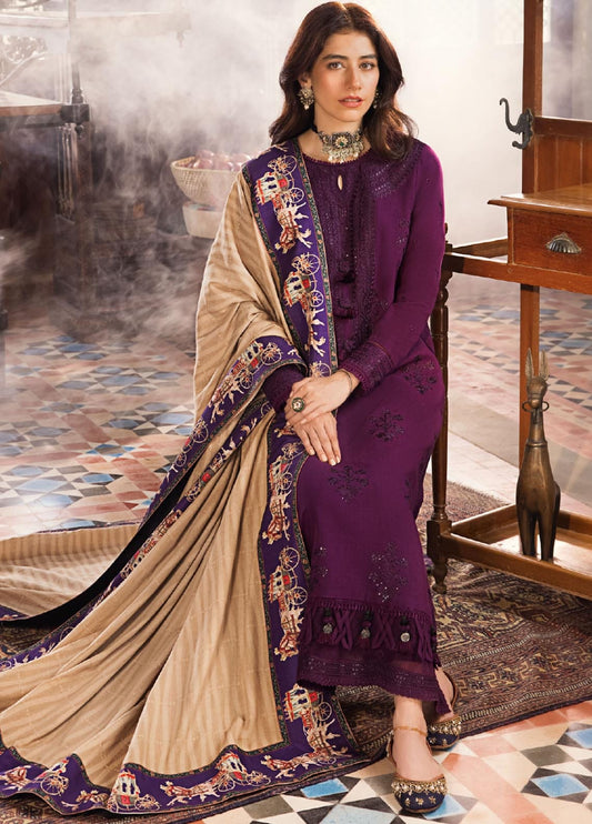 Asim Jofa Luxury Embroidered Dhanak with Pashmina shawl