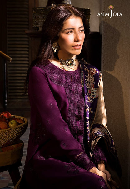 Asim Jofa Luxury Embroidered Dhanak with Pashmina shawl