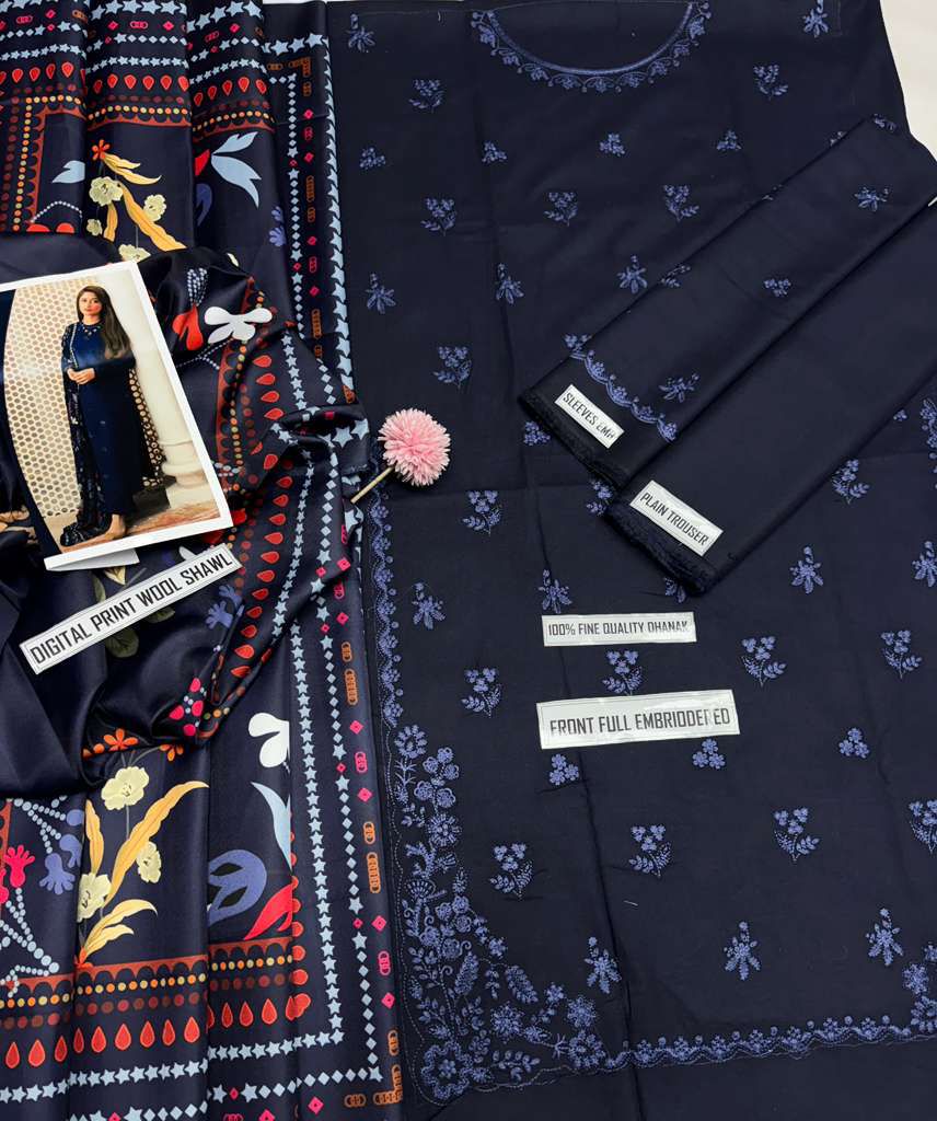 Seran hit code 798 Pure Dhanak Embroidered