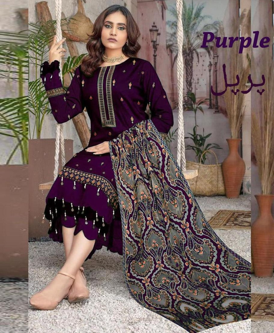 Bareeze Dhanak with Applic Shawl in 3 colors