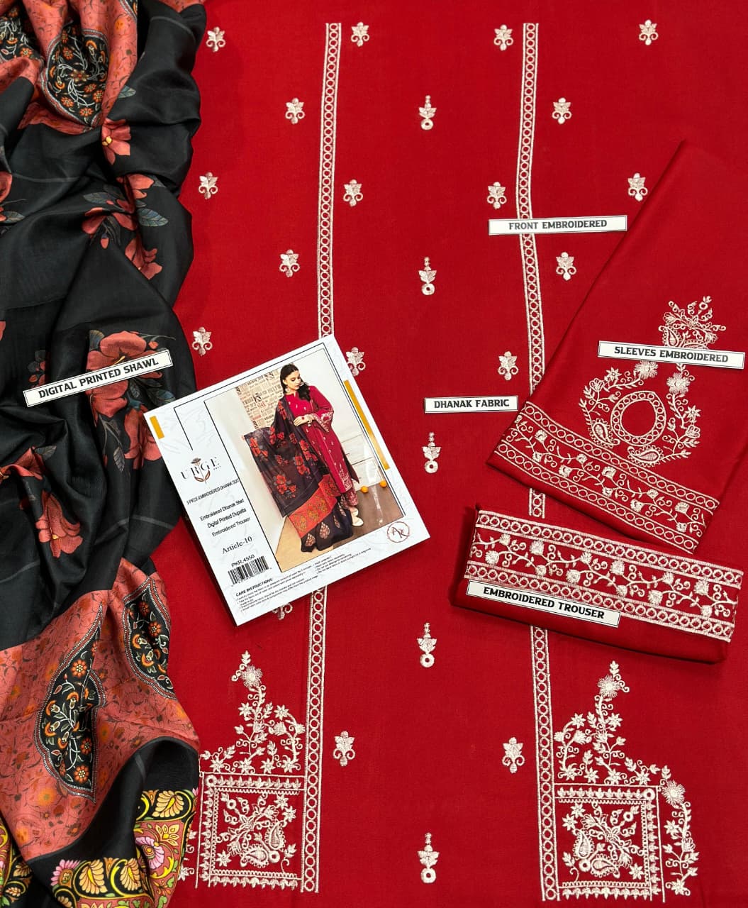 URGE DHANAK 3PC Embroidered