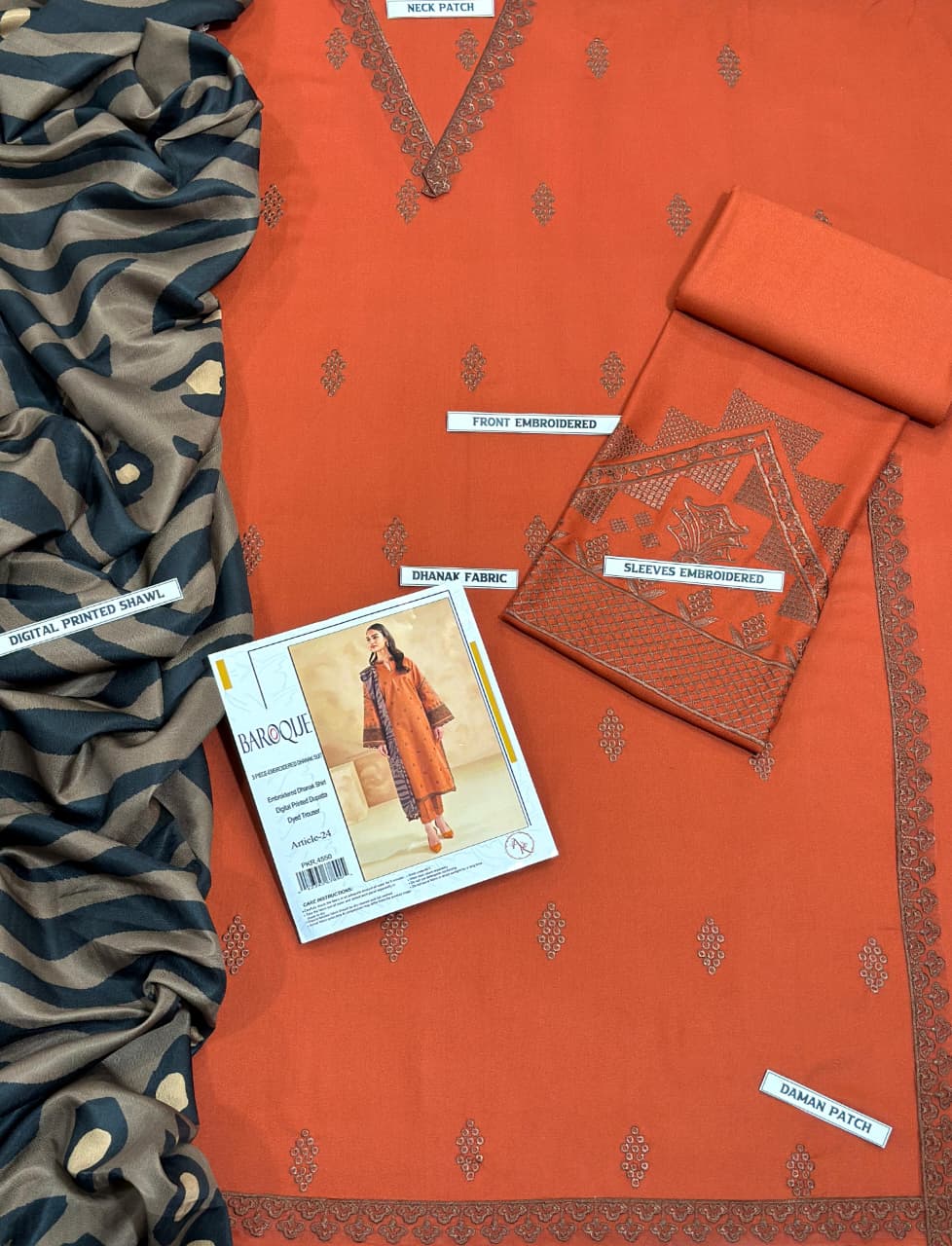 Baroque DHANAK 3PC Embroidered