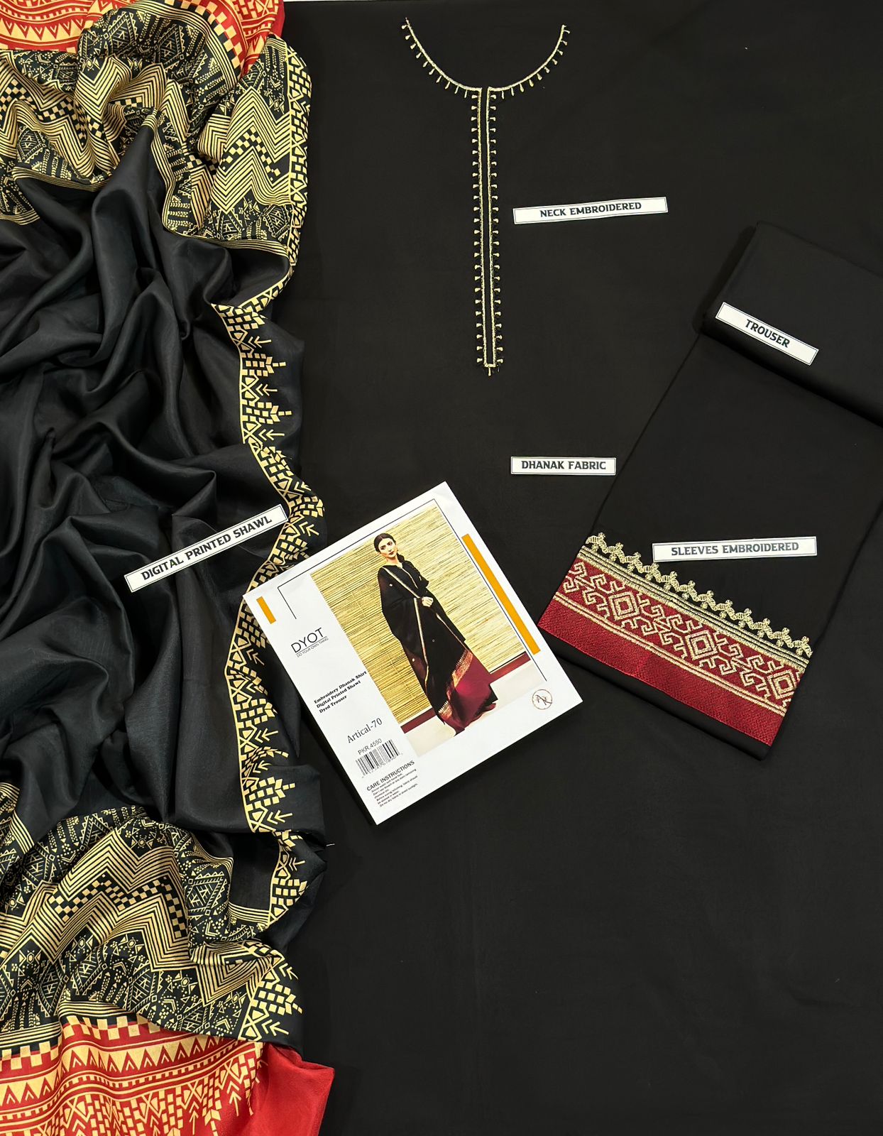 DYOT DHANAK 3PC Embroidered