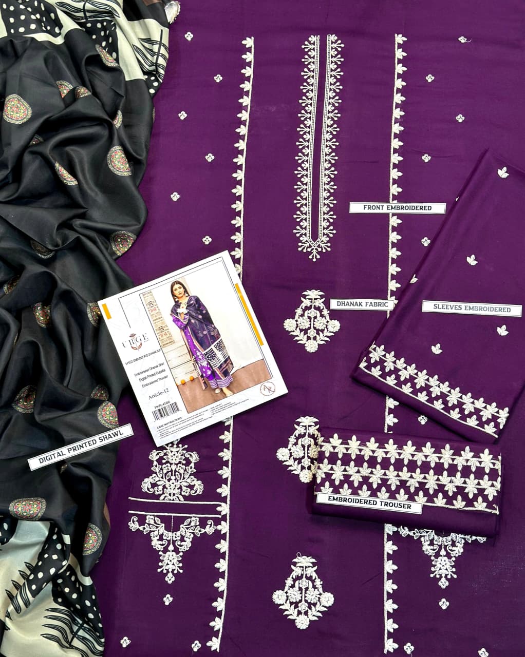 URGE DHANAK 3PC Embroidered