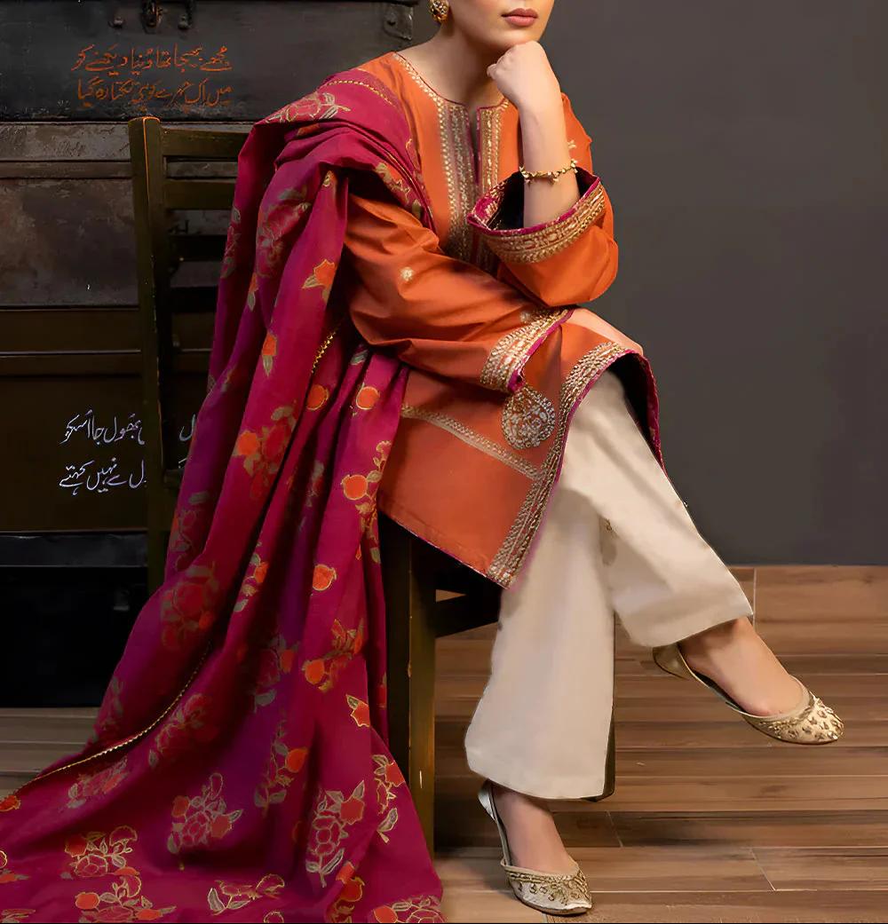 KOKUM DHANAK 3PC Embroidered