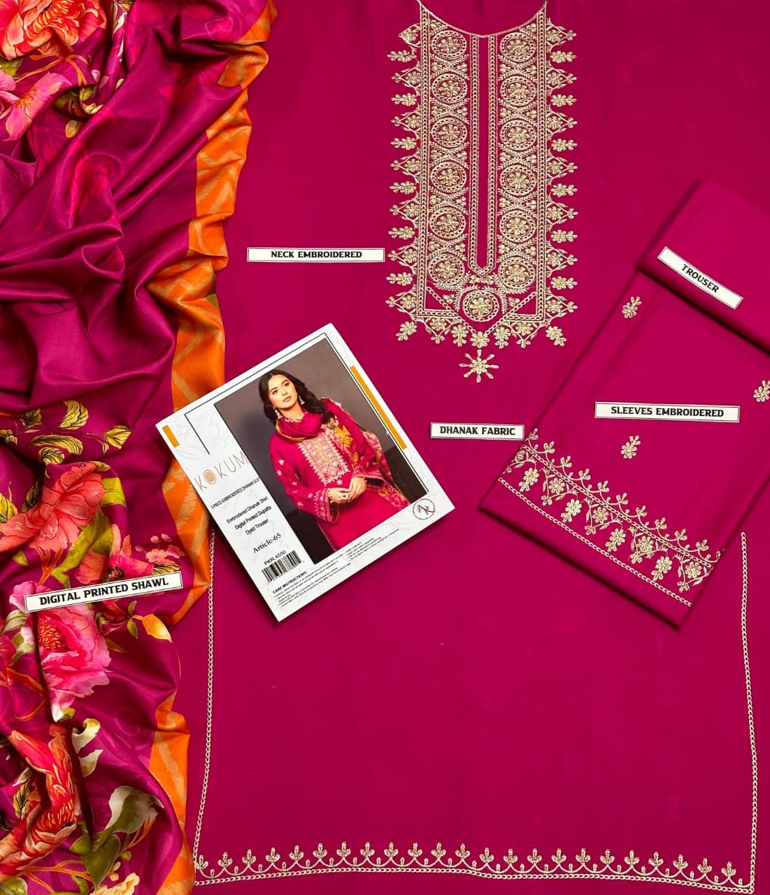 KOKUM DHANAK 3PC Embroidered