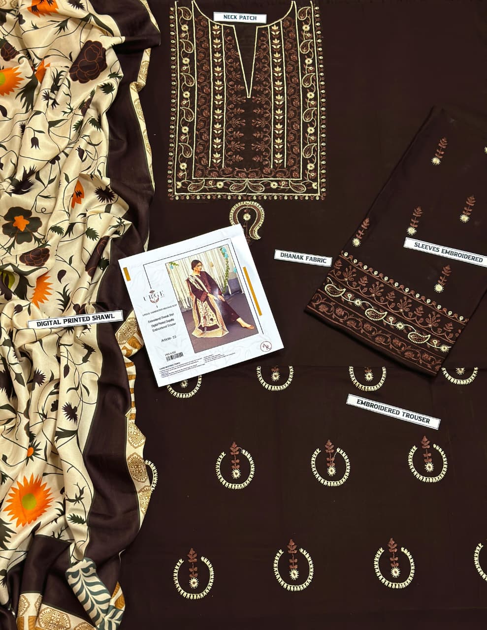 URGE DHANAK 3PC Embroidered