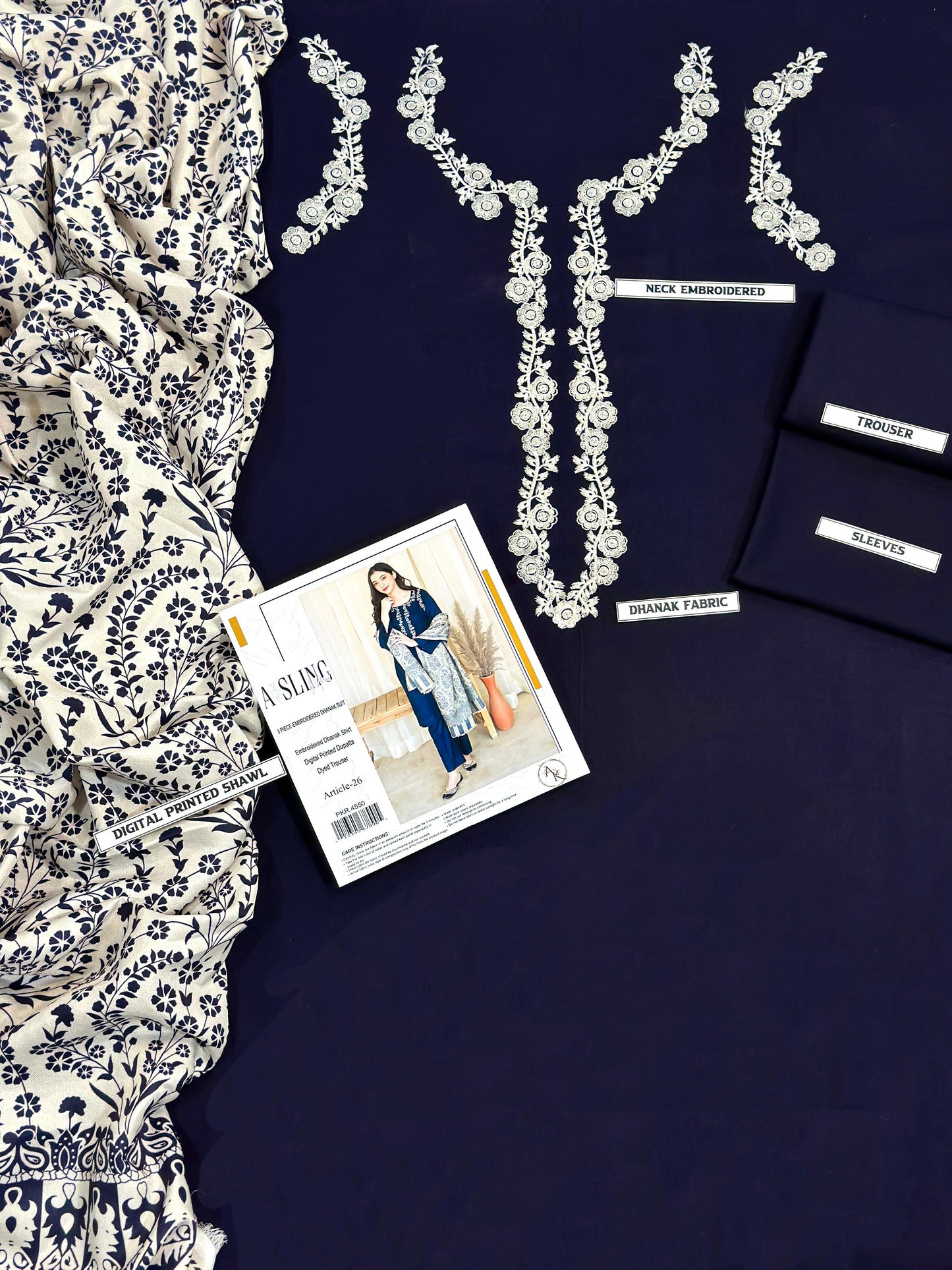 A SLING DHANAK 3PC Embroidered