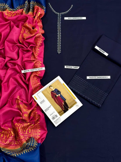 DYOT DHANAK 3PC Embroidered