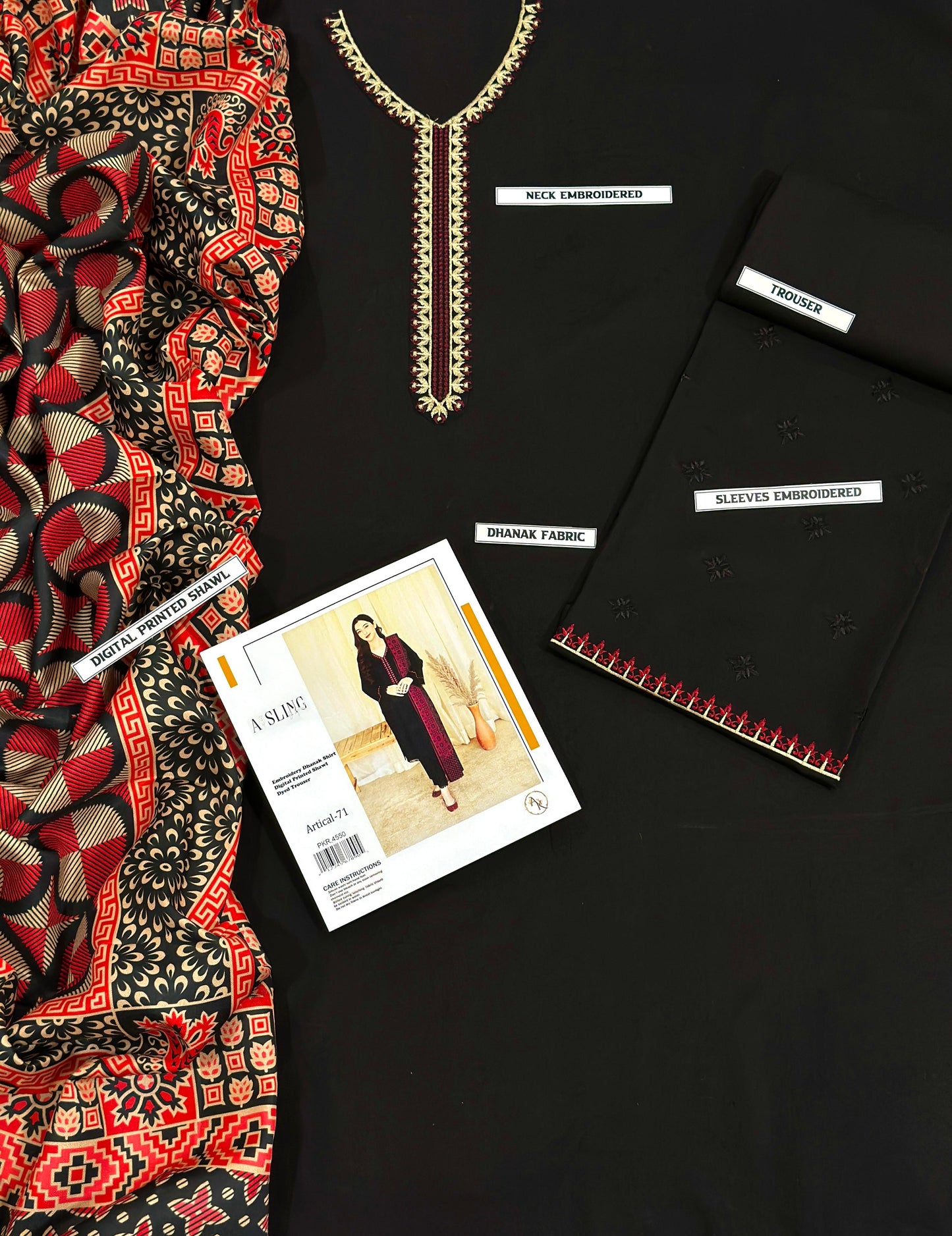 A SLING DHANAK 3PC Embroidered