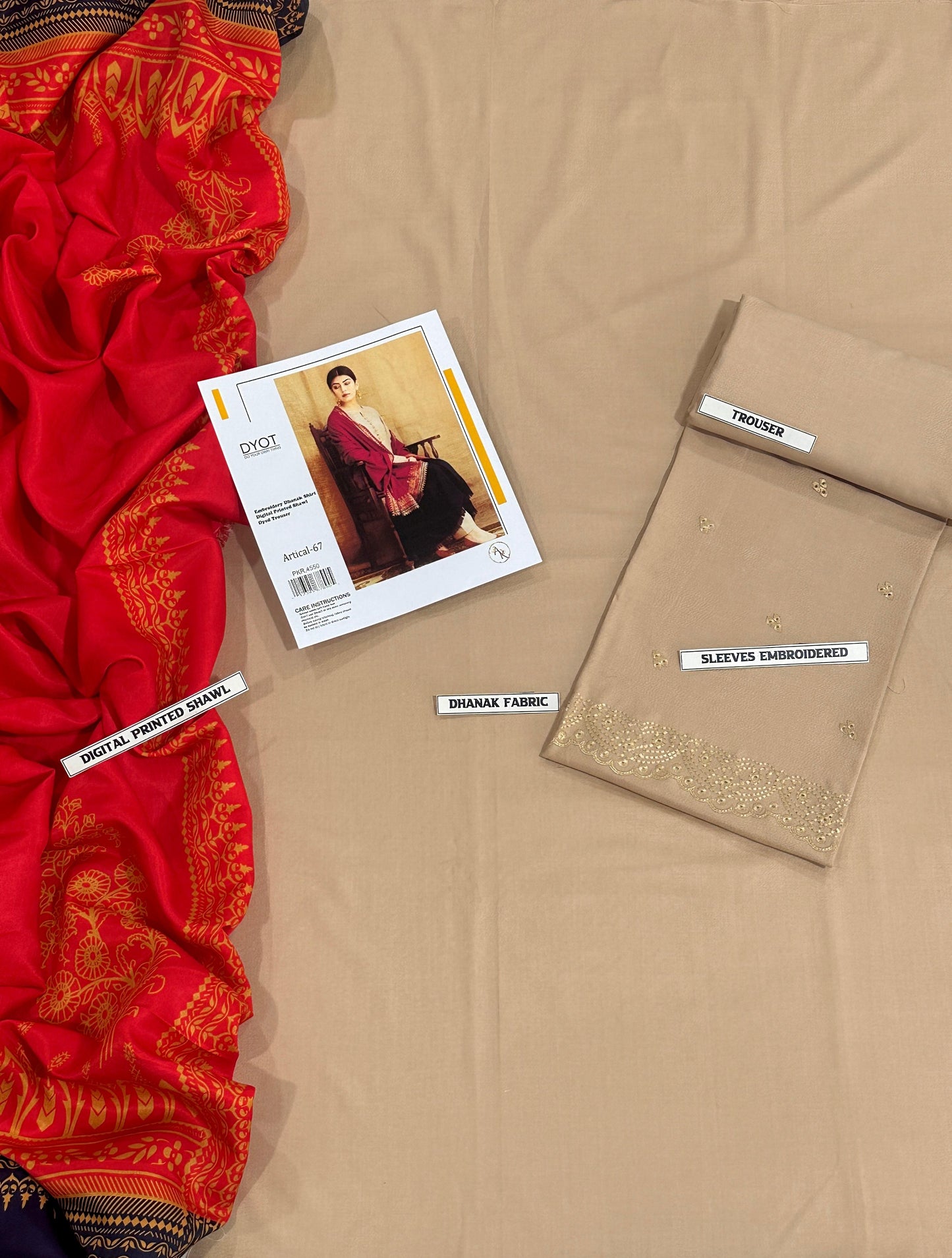 DYOT DHANAK 3PC Embroidered