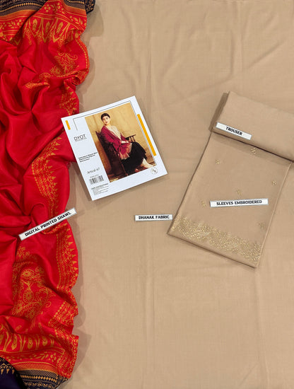 DYOT DHANAK 3PC Embroidered