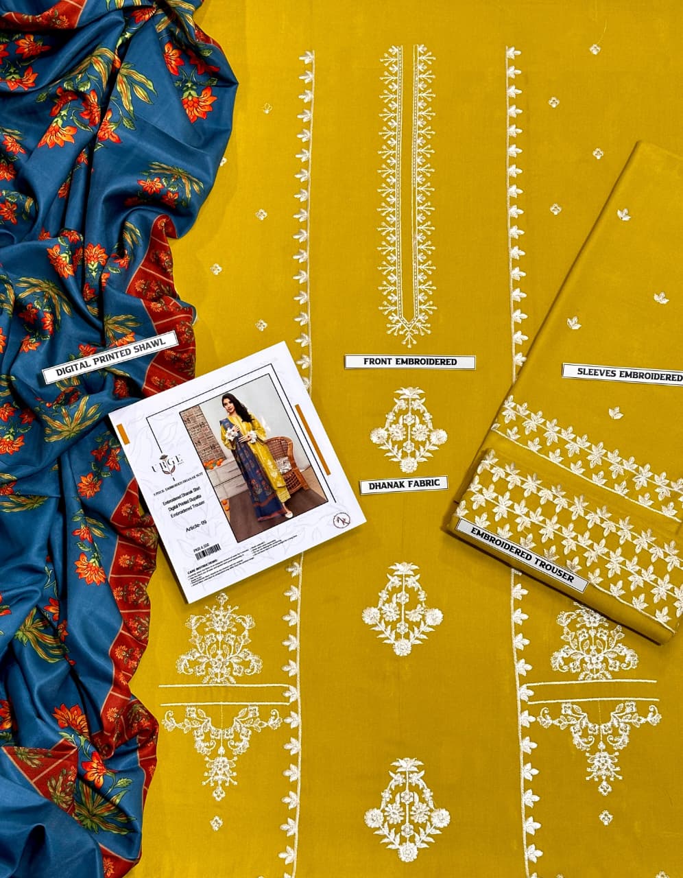 URGE DHANAK 3PC Embroidered