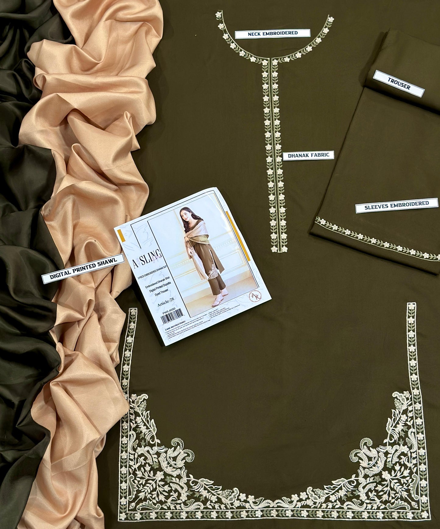 A SLING DHANAK 3PC Embroidered