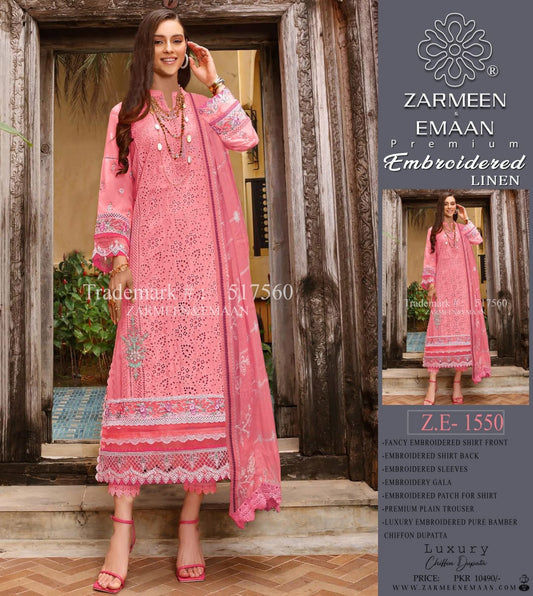Zarmeen & Emaan premium linan embroidery 3p
