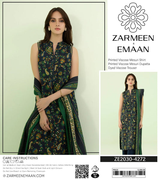 Zarmeen & Emaan measuri viscous print 3p