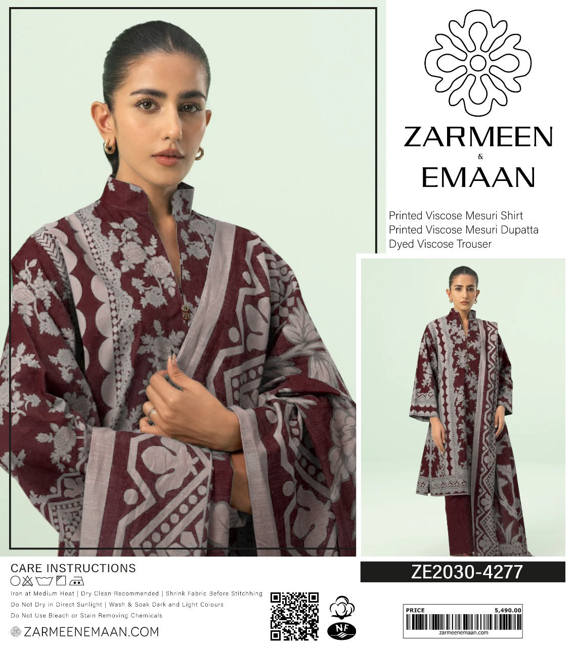 Zarmeen & Emaan measuri viscous print 3p