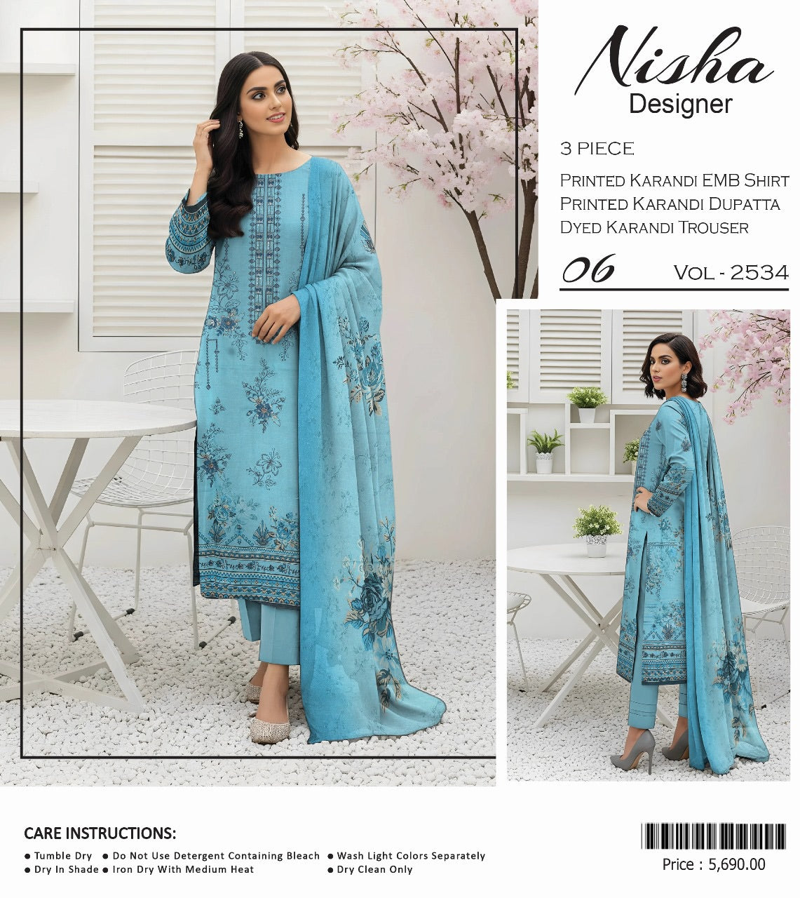 Nisha designer karandi embroidery 3p