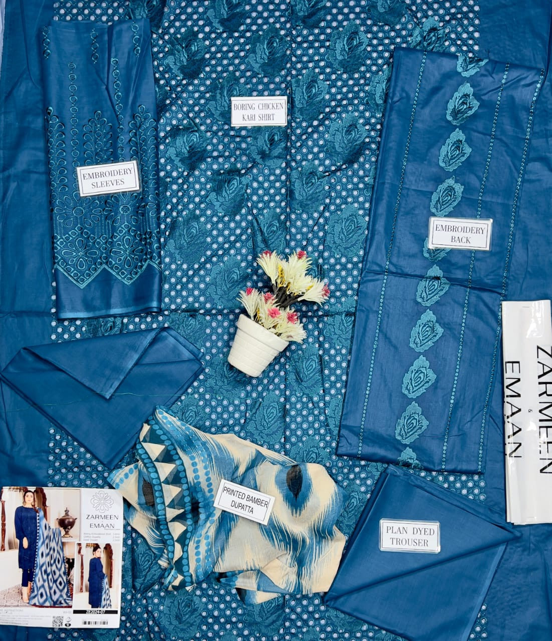 Zarmeen & Emaan premium embroidery lawn 3p