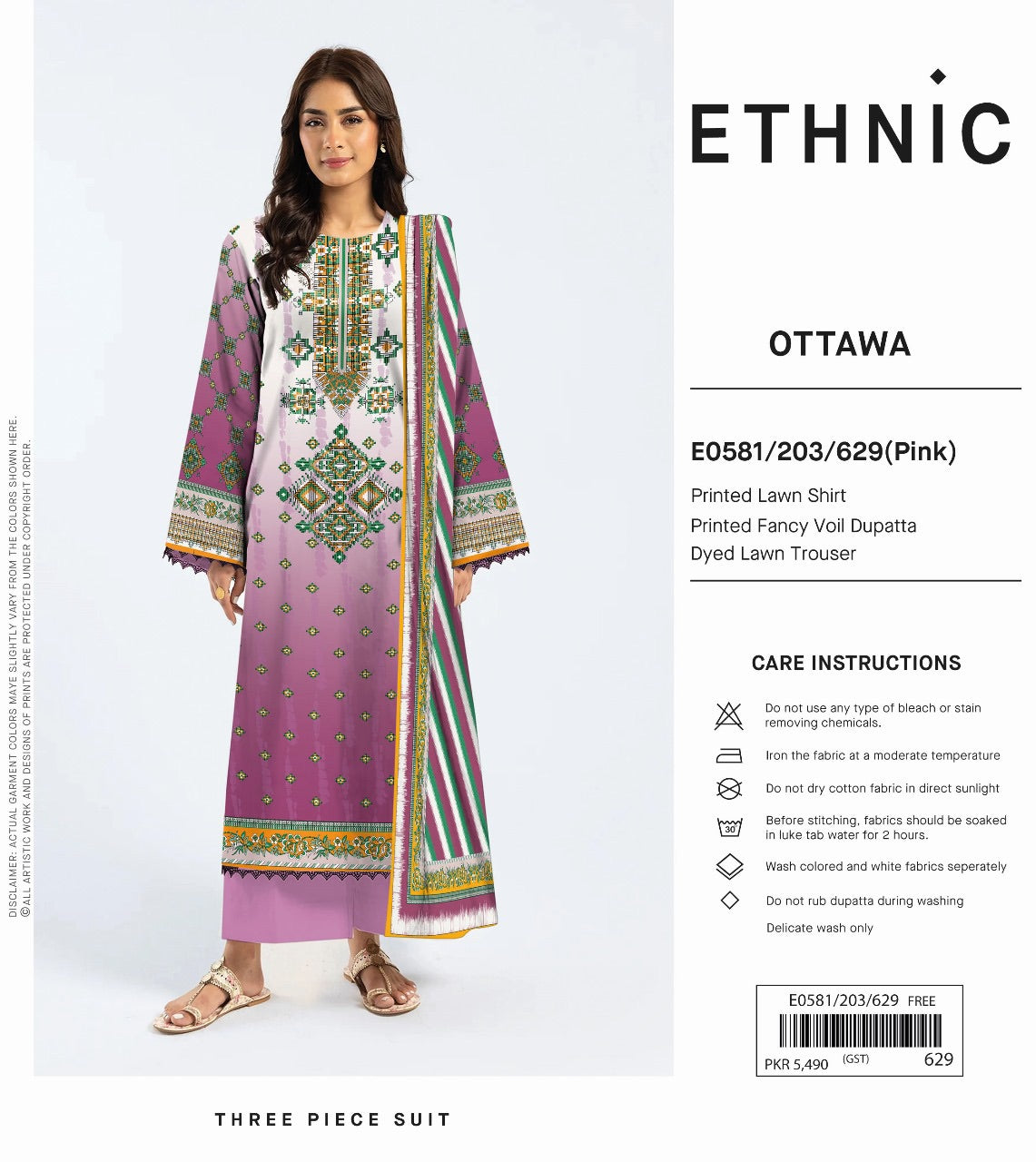 Ethnic outfit lawn print 3p