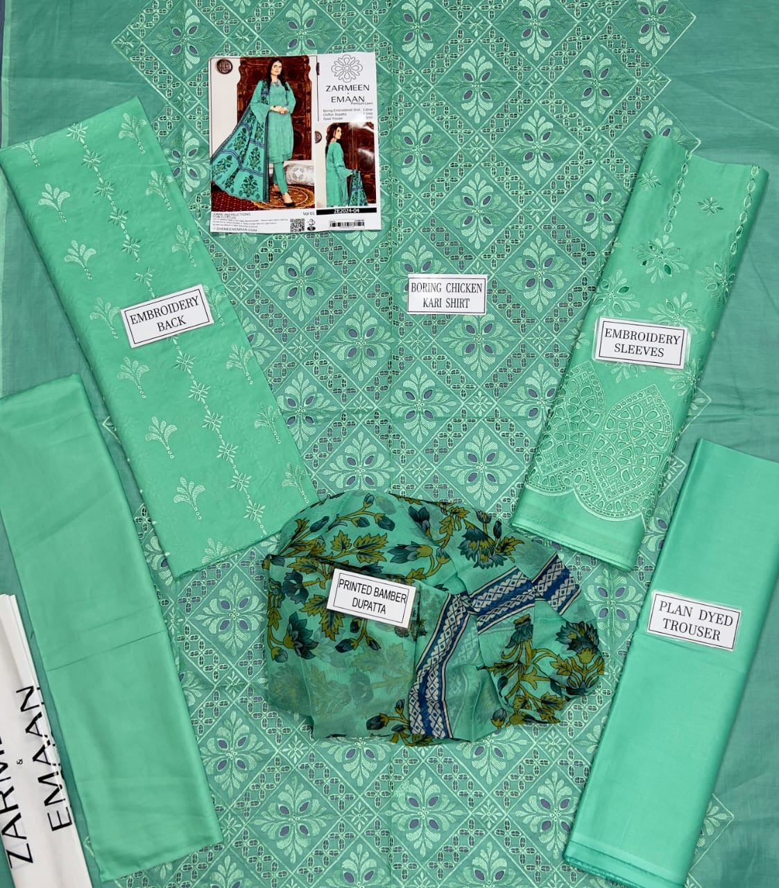 Zarmeen & Emaan premium embroidery lawn 3p