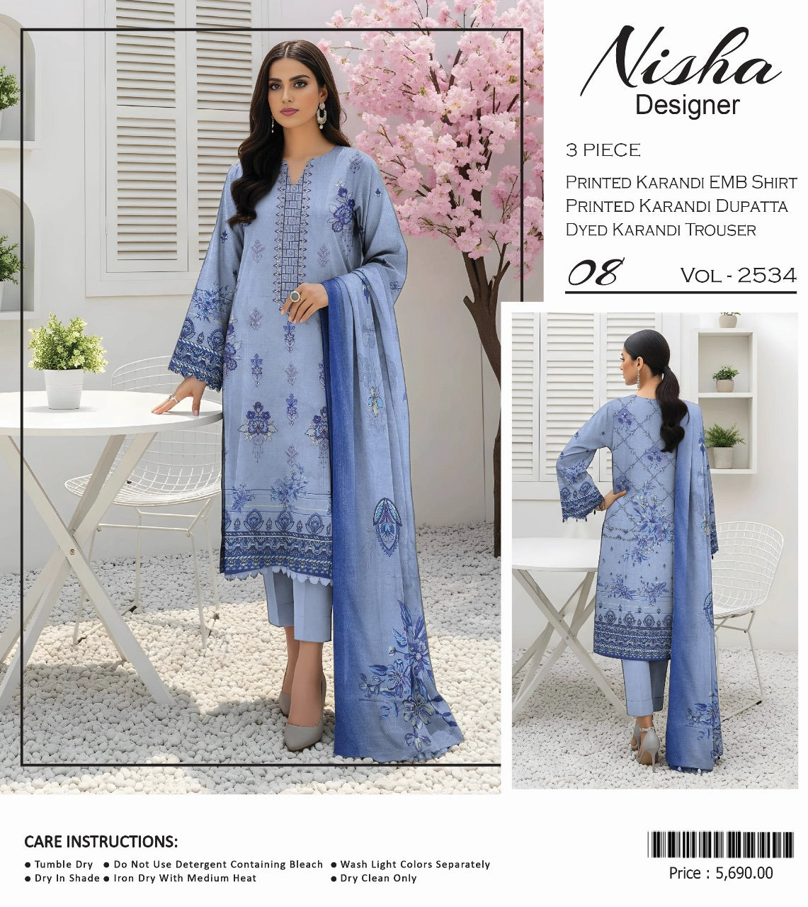 Nisha designer karandi embroidery 3p