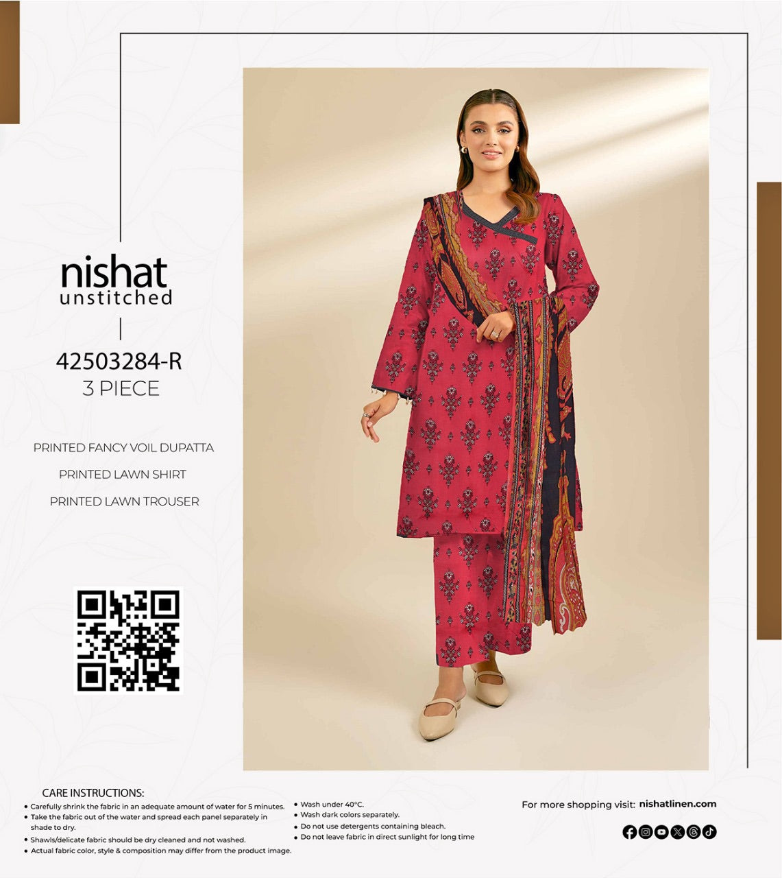 Nishaat lawn print 3p
