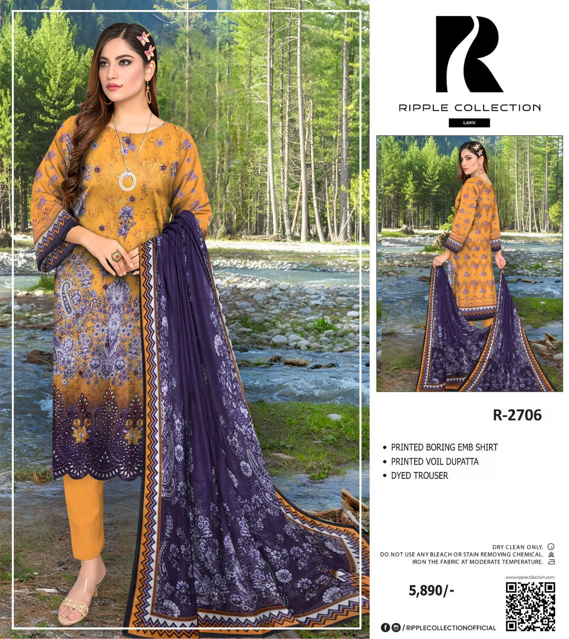 Ripple collection embroidery lawn 3p