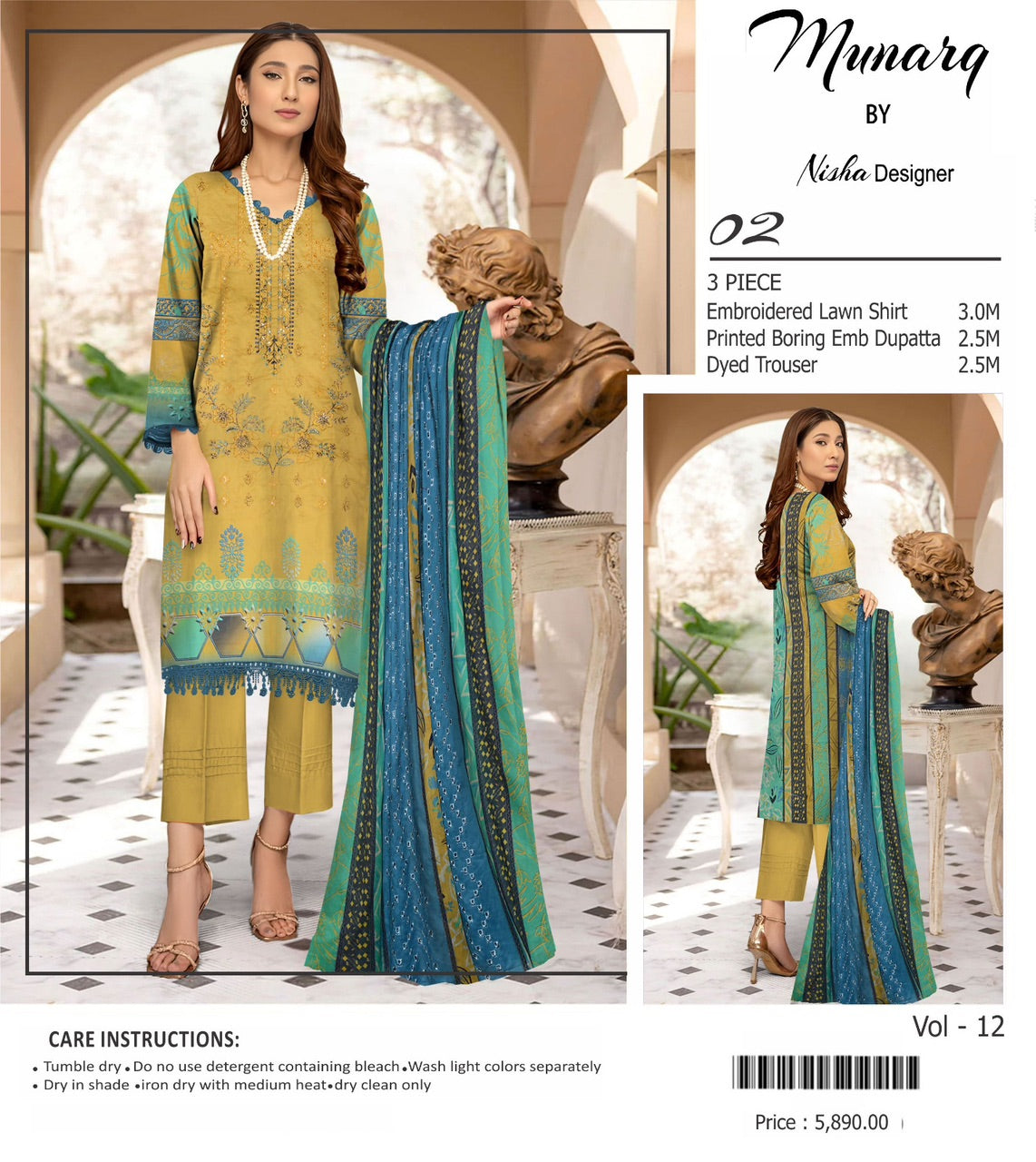 Munarq by nisha lawn embroidery