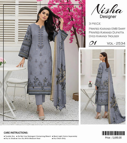 Nisha designer karandi embroidery 3p