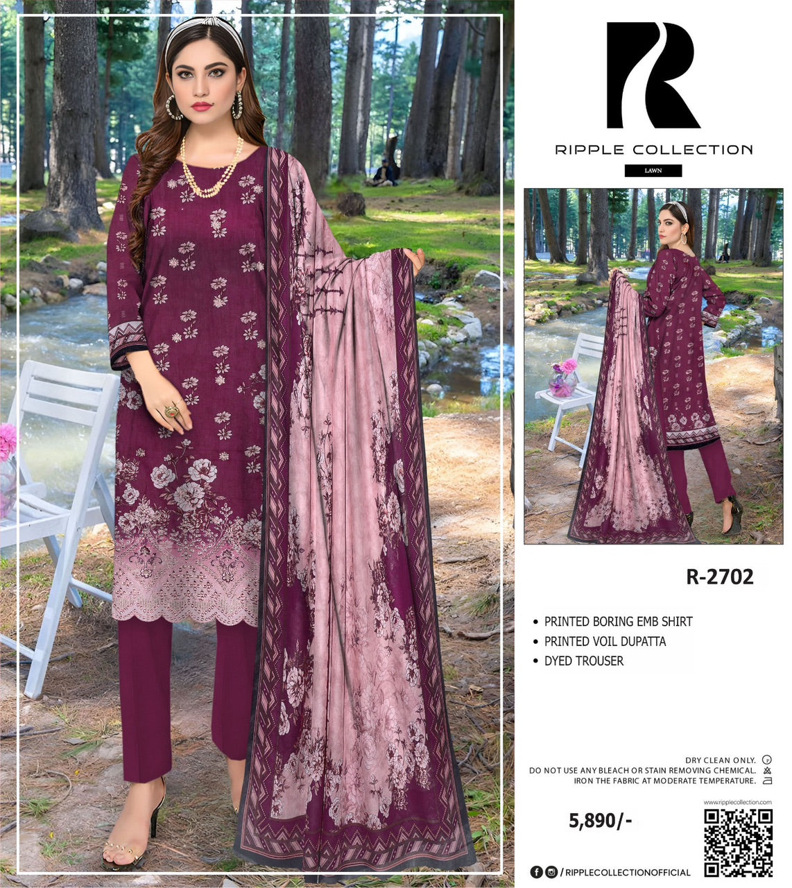 Ripple collection embroidery lawn 3p