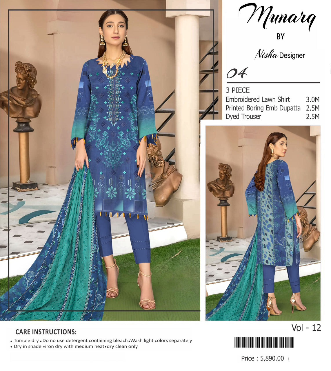 Munarq by nisha lawn embroidery