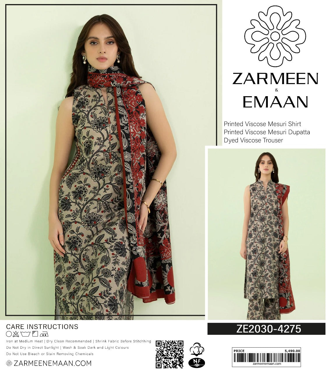 Zarmeen & Emaan measuri viscous print 3p