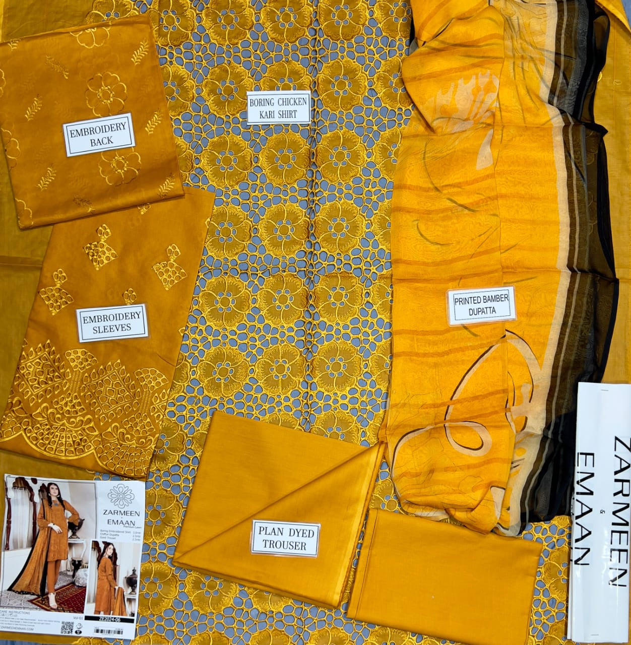 Zarmeen & Emaan premium embroidery lawn 3p